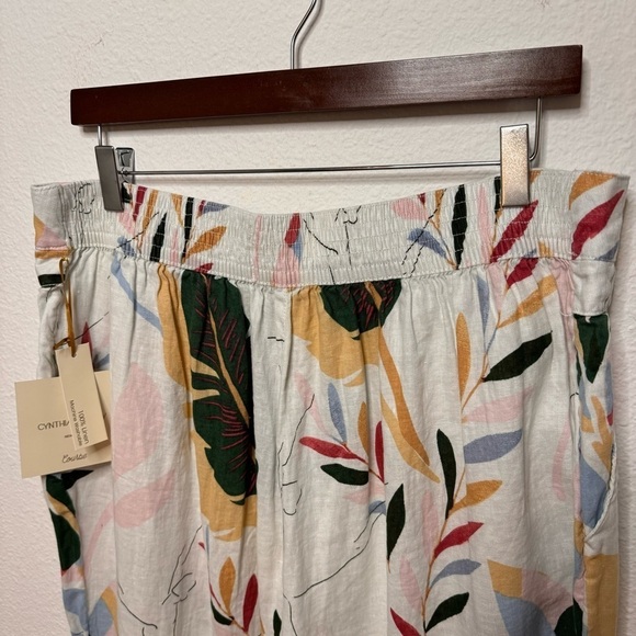 Cynthia Rowley 100% Linen Tropical Print Wide Leg Crop Pants plus Size 1X NWT - Picture 8 of 9